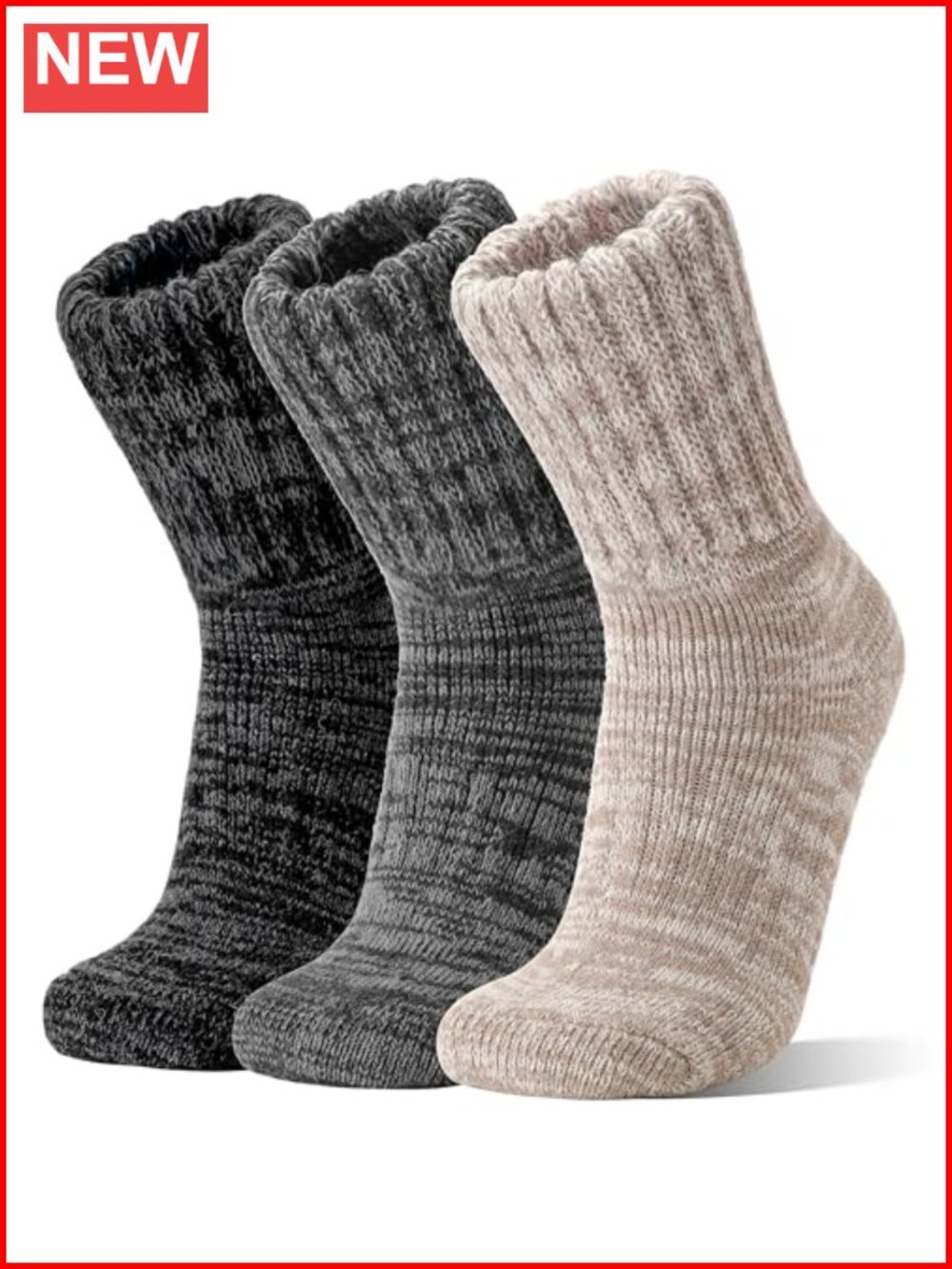 Merino Wool Boot Socks Thermal Warm Thick Winter Cozy Hiking Work Socks 3 Pairs